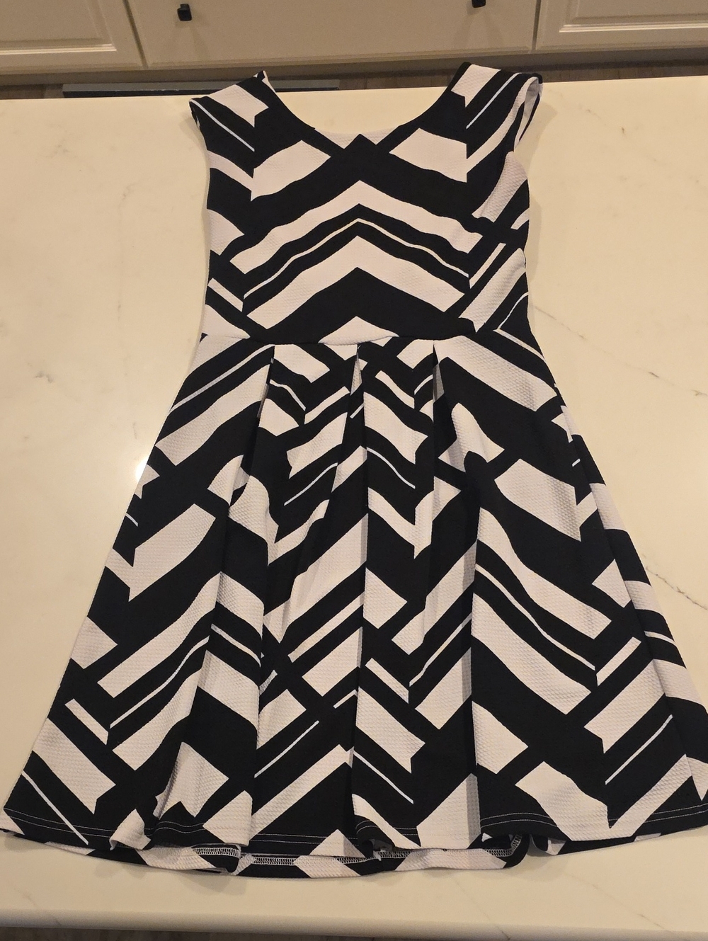 Tiana B. White Dress with Black Detail And Scoop Back
